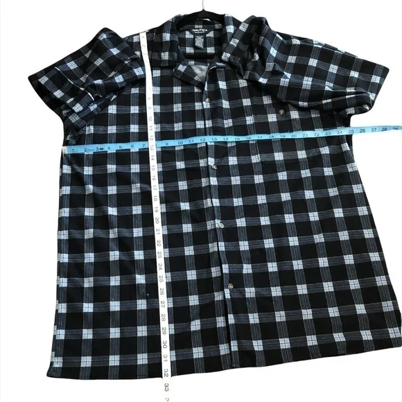 NAUTICA Pajama Top Men's Size XL Black Blue Plaid Sleepwear Extra Soft Fleece - Picture 3 of 10
